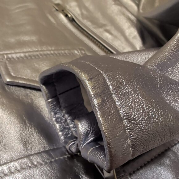 IRO Silver to Purple Ombre Metallic Leather Biker Jacket - Picture 8 of 9